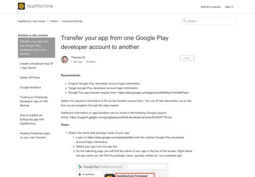 
                            10. Transfer your app from one Google Play developer account to another ...
