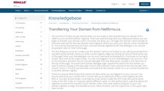 
                            6. Transferring Your Domain from Netfirms.ca - Knowledgebase - KOALLO