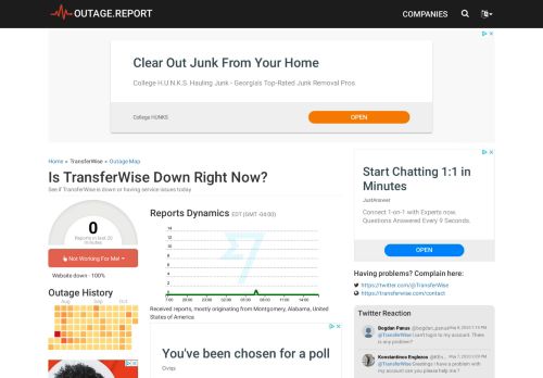 
                            13. TransferWise Down? Service Status, Map, Problems History ...