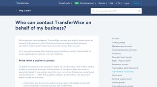 
                            6. TransferWise Help | Authorised contacts for Business