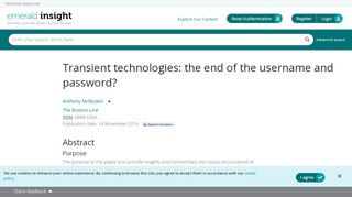 
                            4. Transient technologies: the end of the username and ... - Emerald Insight