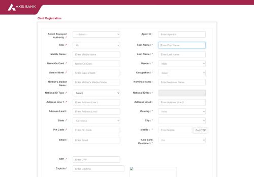 
                            4. Transit Card Registration - Transit Card - Axis Bank