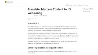 
                            9. Translate .htaccess Content to IIS web.config | Microsoft Docs