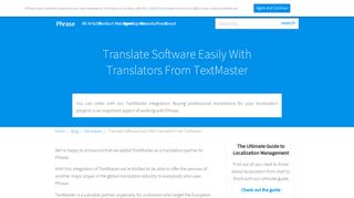 
                            10. Translate Software Easily With Translators From TextMaster - PhraseApp