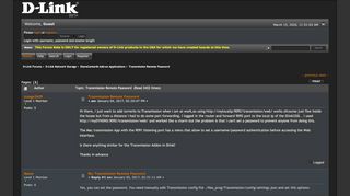 
                            13. Transmission Remote Password - D-Link Forums
