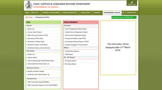 
                            2. Transparency Portal - Food Odisha