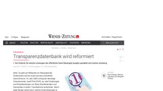 
                            12. Transparenzdatenbank wird reformiert - Wiener Zeitung Online