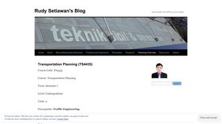 
                            11. Transportation Planning (TS4435) | Rudy Setiawan's Blog