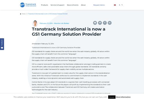 
                            9. Transtrack International is now a GS1 Germany Solution Provider ...