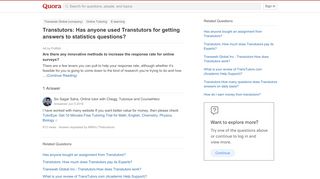 
                            5. Transtutors: Has anyone used Transtutors for getting answers to ...