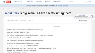 
                            8. Transtutors is big scam, all are cheats sitting there Sep 23, 2016 ...