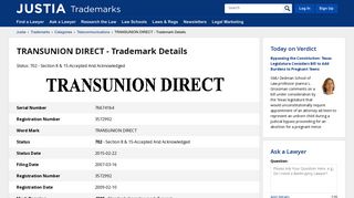 
                            11. TRANSUNION DIRECT Trademark of Trans Union LLC - Registration ...