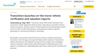 
                            7. TransUnion launches on-the-move vehicle verification and valuation ...