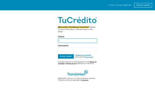 
                            10. TransUnion | TuCrédito - Inicio de sesión