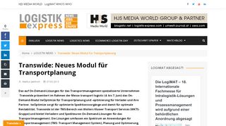 
                            11. Transwide: Neues Modul für Transportplanung | LOGISTIK express ...