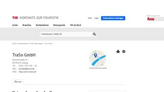 
                            8. TraSo GmbH - TiD - Kontakte zur Touristik