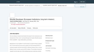 
                            8. TRASYS INTERNATIONAL hiring Moodle Developer (European ...