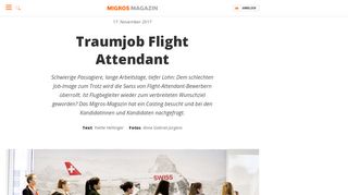 
                            12. Traumjob Flight Attendant | Migros-Magazin