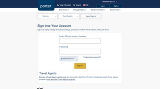 
                            7. Travel Agent Sign-In | Porter Airlines