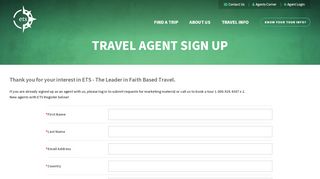 
                            7. Travel Agent Sign Up · ETS Agents - ETS Tours