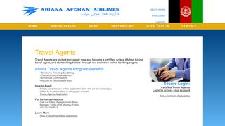 
                            4. Travel Agents - Ariana Afghan Airlines