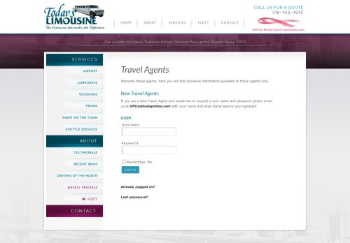 
                            13. Travel Agents | Login | Today's Limo