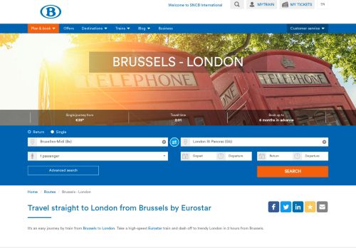 
                            10. Travel straight to London from Brussels by Eurostar - SNCB International