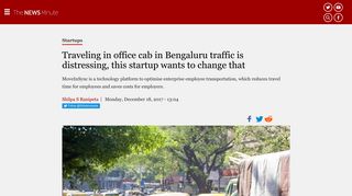 
                            12. Traveling in office cab in Bengaluru traffic is distressing, this startup ...