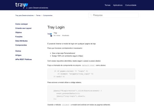 
                            5. Tray Login – Tray para Desenvolvedores - Tray Developers