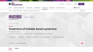 
                            13. Treatment of irritable bowel syndrome | Australian Prescriber