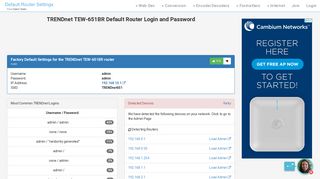 
                            4. TRENDnet TEW-651BR Default Router Login and Password