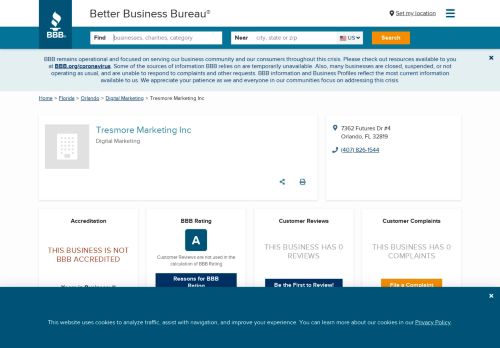 
                            7. Tresmore Marketing Inc | Better Business Bureau® Profile