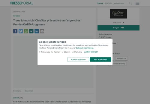 
                            11. ▷ Treue lohnt sich! CineStar präsentiert umfangreiches KundenCARD ...