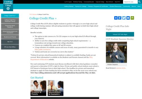 
                            12. Tri-C College Credit Plus Program