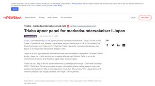 
                            7. Triaba åpner panel for markedsundersøkelser i Japan - Mynewsdesk