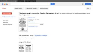 
                            11. Triadis panegyrico-moralis, Das ist: Der extraordinari: mit ... - Google Books-Ergebnisseite