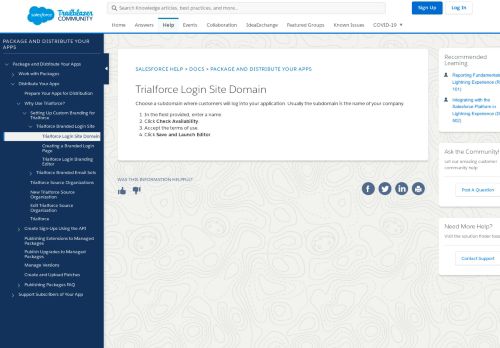 
                            12. Trialforce Login Site Domain - Salesforce Help