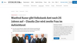 
                            12. Triberg/Wolfach: Manfred Kuner gibt Volksbank-Amt nach 26 Jahren ...