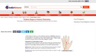 
                            6. Trident Signs in Hand, Palmistry - Indianetzone