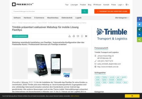 
                            7. Trimble präsentiert exklusiven Webshop für mobile Lösung FleetXps ...