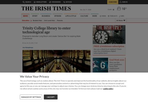 
                            11. Trinity College library to enter technological age - The Irish Times