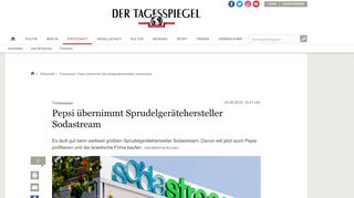 
                            13. Trinkwasser: Pepsi übernimmt Sprudelgerätehersteller Sodastream ...