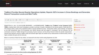 
                            6. TripBorn Provides Second Quarter Operations Update; Reports 322 ...