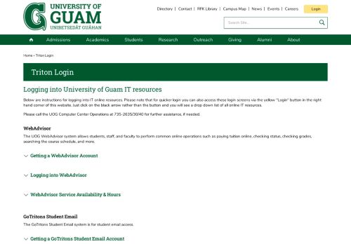 
                            12. Triton Login | University of Guam