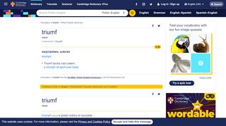 
                            5. triumf | definition in the Polish-English Dictionary - Cambridge Dictionary