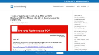 
                            9. Trojaner Warnung: Telekom E-Mail Betreff: RechnungOnline Monat ...