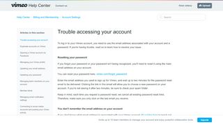 
                            8. Trouble accessing your account – Help Center - Vimeo