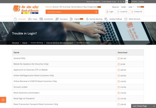 
                            9. Trouble in Login? | Baroda Connect (Internet Banking) | Digital ...