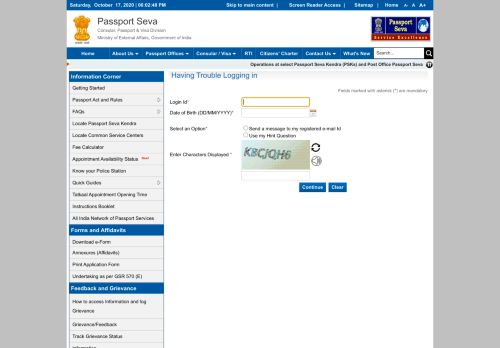 
                            5. Trouble in Login | Passport Seva - Passport India