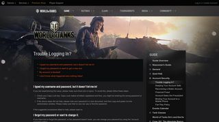 
                            3. Trouble Logging In? | Account Security | World of Tanks
